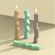 Home Decorative Tool Handmade DIY Silicone Pillar Wax Mold 3D Roman Stripe Dinner Candle Mould